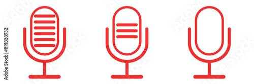 Mic on and mic off icon set in black color. Microphone on and microphone off in black. Microphone mute icon. Microphone icon.