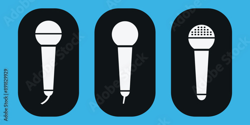 Microphone icon set. Different microphone collection. Eps 10.