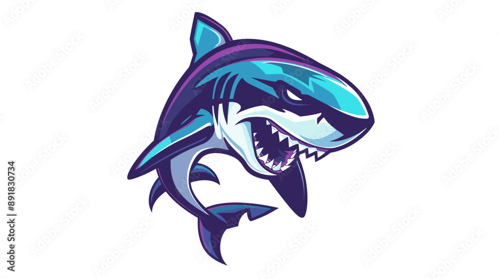 Obraz premium Shark vector mascot logo design with modern illustration concept style for badge, emblem and tshirt printing. angry shark illustration for sport and esport team