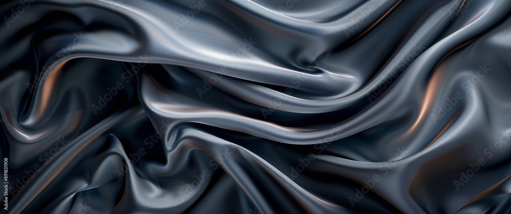 Closeup of Smooth Black Fabric Draped and Folded