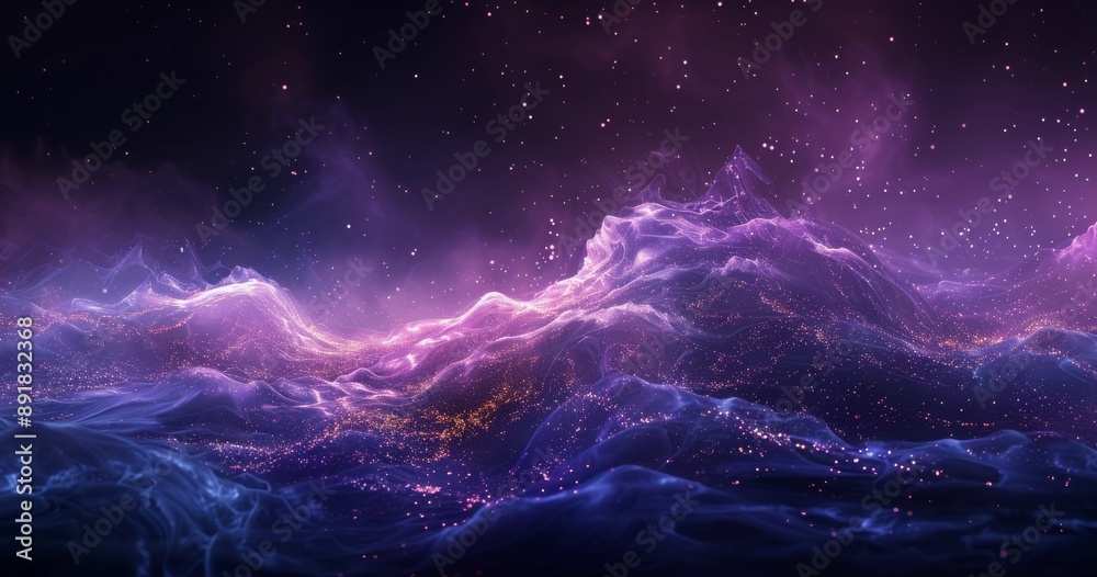 Purple Mountains Under a Starry Sky at Sunset Purple Mountains Under a Starry Sky at Sunset