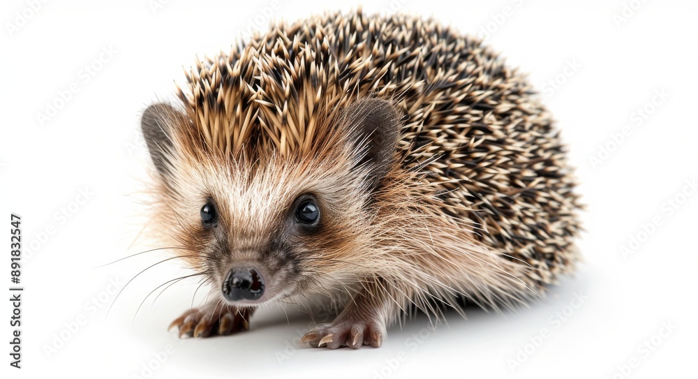 Close Up Of A Brown And Black Hedgehog On A White Background Close Up Of A Brown And Black Hedgehog On A White Background