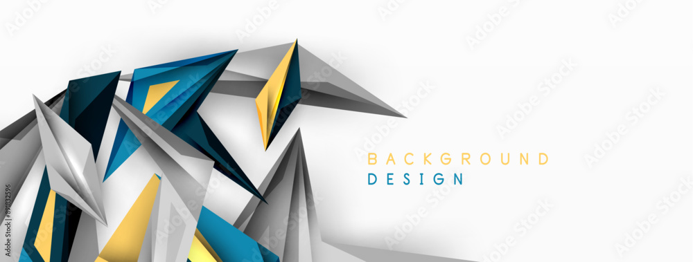 Minimal geometric abstract background. Low poly dynamic triangle design. Trendy techno business template for wallpaper, banner, background or landing