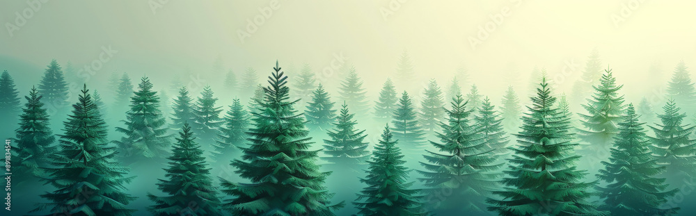 Obraz premium abstract background featuring simple, triangular tree shapes in various sizes with subtle gradient textures, capturing a minimalist Christmas forest scene