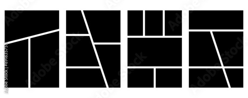 Set of templates minimalistic geometric photo frames. Mood board or photo image layout. Simple trendy geometric design