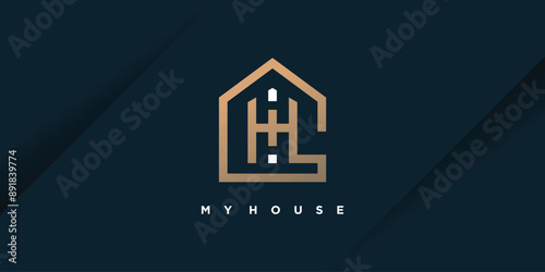 House design element idea with creative letter H concept high resolution vector