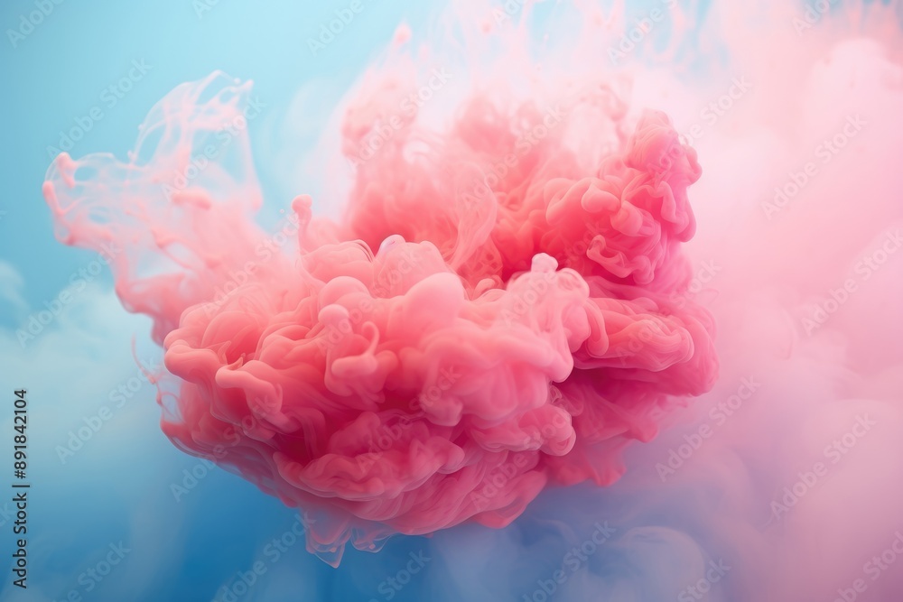 Fototapeta premium Abstract smoke pastel background. Pink and blue pastel ink flows. Creative wallpaper, poster.