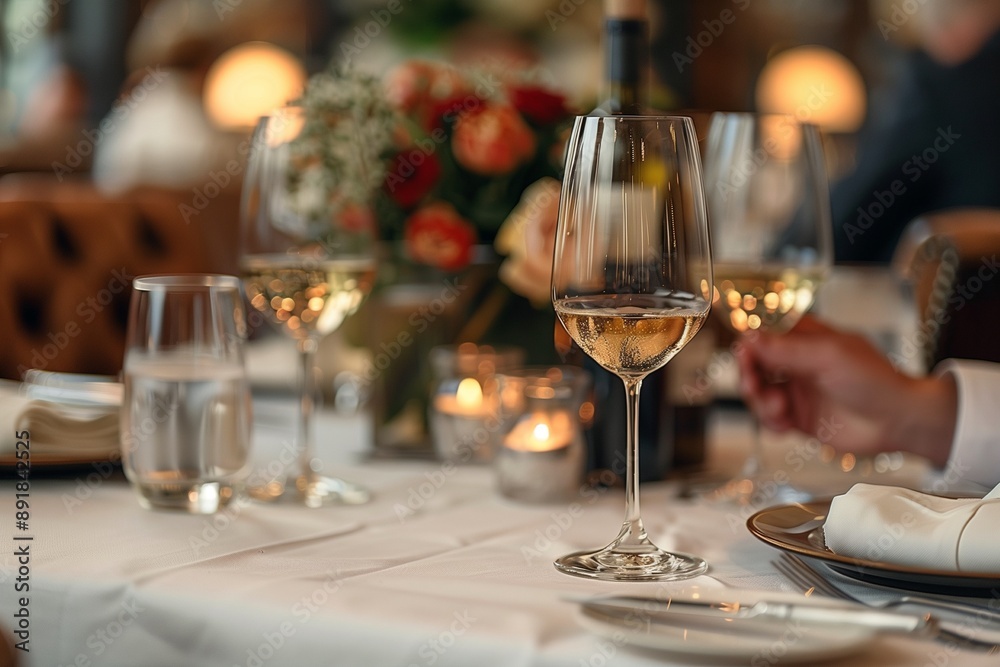 Wine on the table in a luxury restaurant Wine on the table in a luxury restaurant