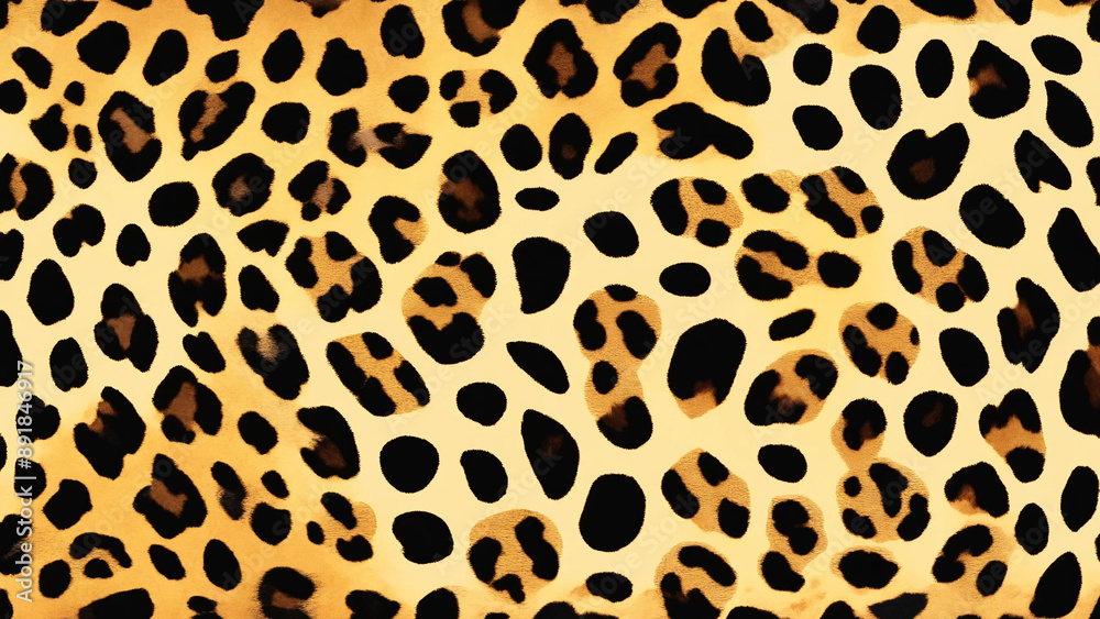 Fototapeta premium Seamless leopard skin pattern, animal print, 16:9, 300 dpi with space for text 