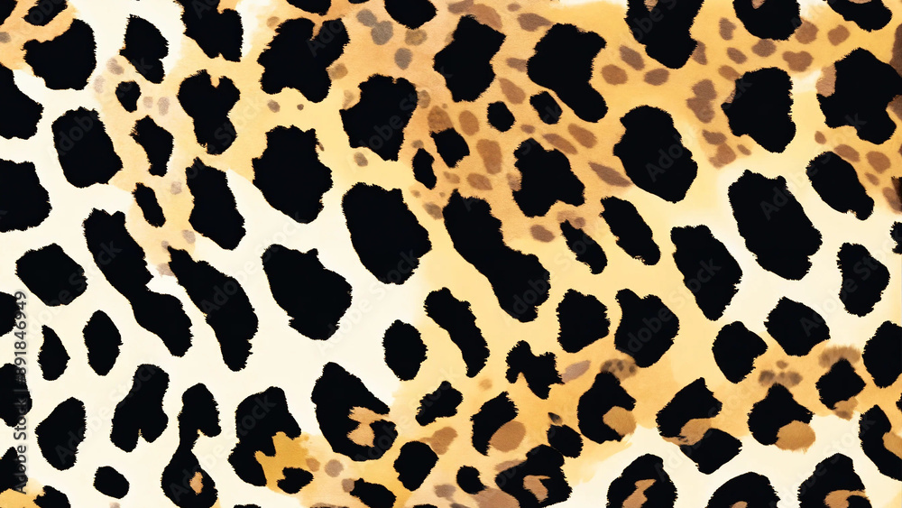 Seamless leopard skin pattern, animal print, 16:9, 300 dpi with space for text 