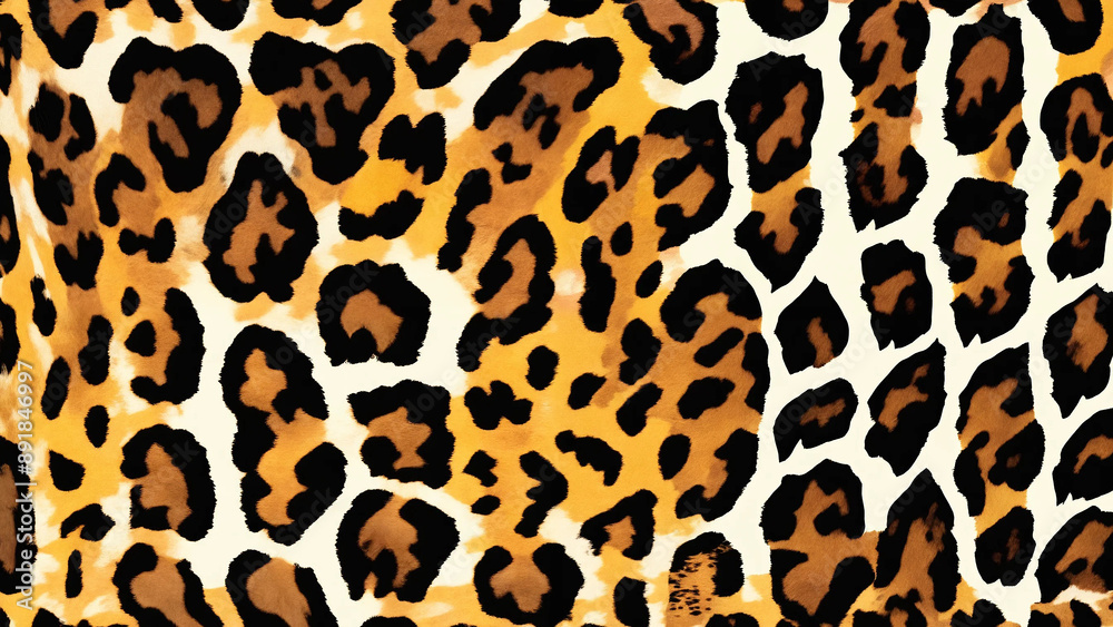 Seamless leopard skin pattern, animal print, 16:9, 300 dpi with space for text Seamless leopard skin pattern, animal print, 16:9, 300 dpi with space for text