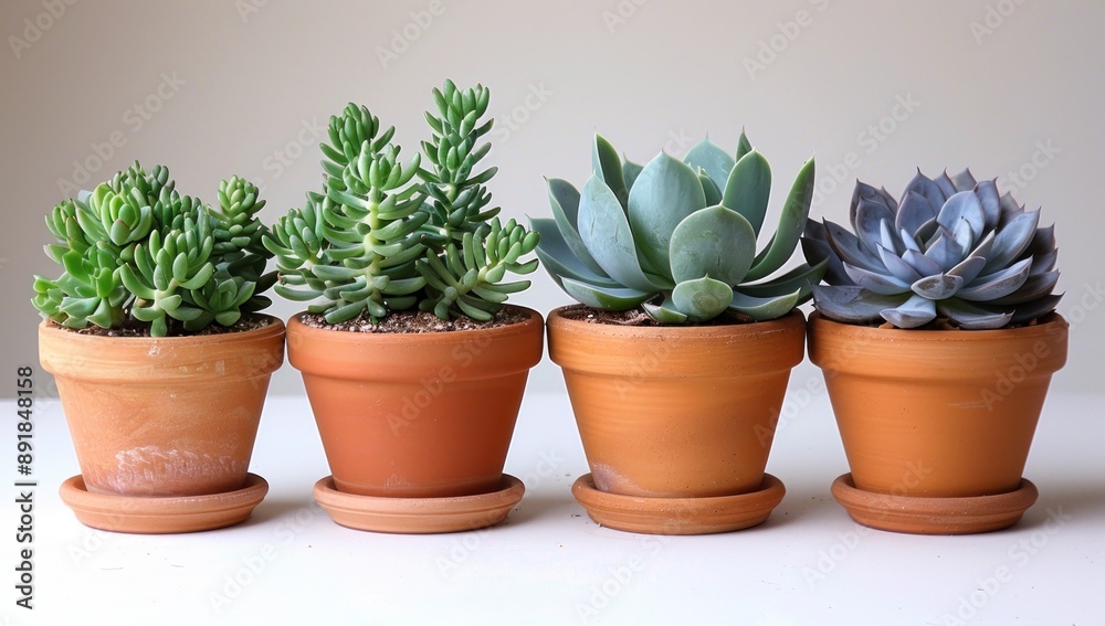 Fototapeta premium Succulent Plants in Terracotta Pots