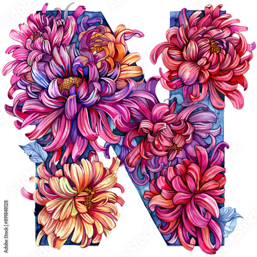 Natures Alphabet Watercolor Flower N Watercolor flower photo