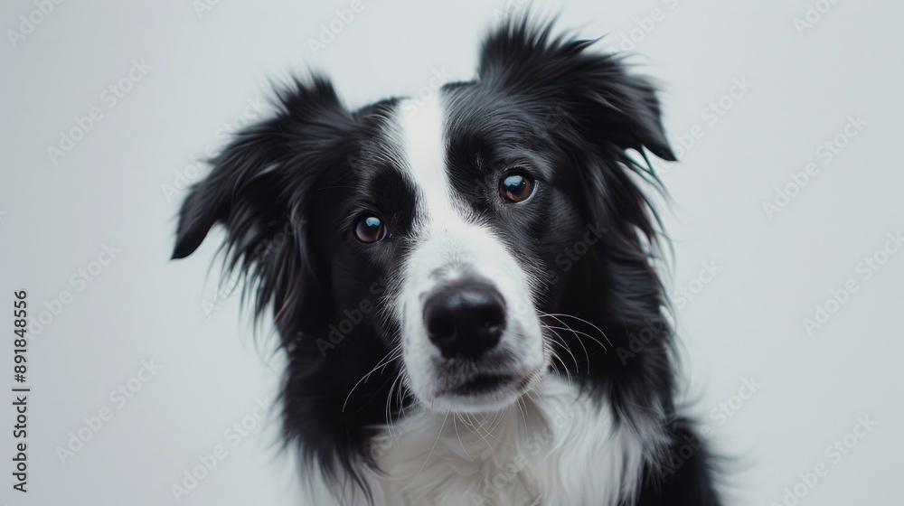 Border Collie posing against white backdrop Border Collie posing against white backdrop