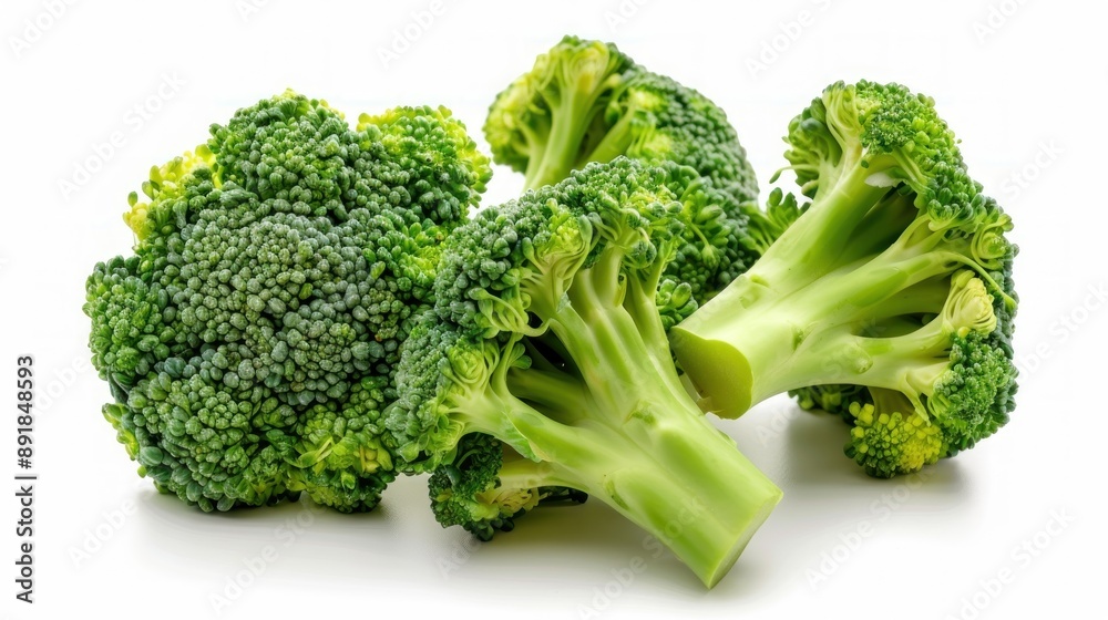 Fresh Green Broccoli Florets Isolated On White Fresh Green Broccoli Florets Isolated On White
