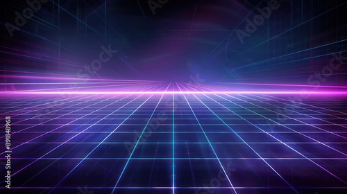 Cyberpunk Grid with Neon Lights