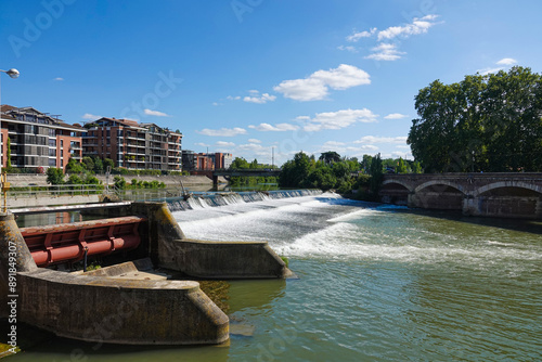 view in district of bridge Pont Saint Michel in Toulouse France