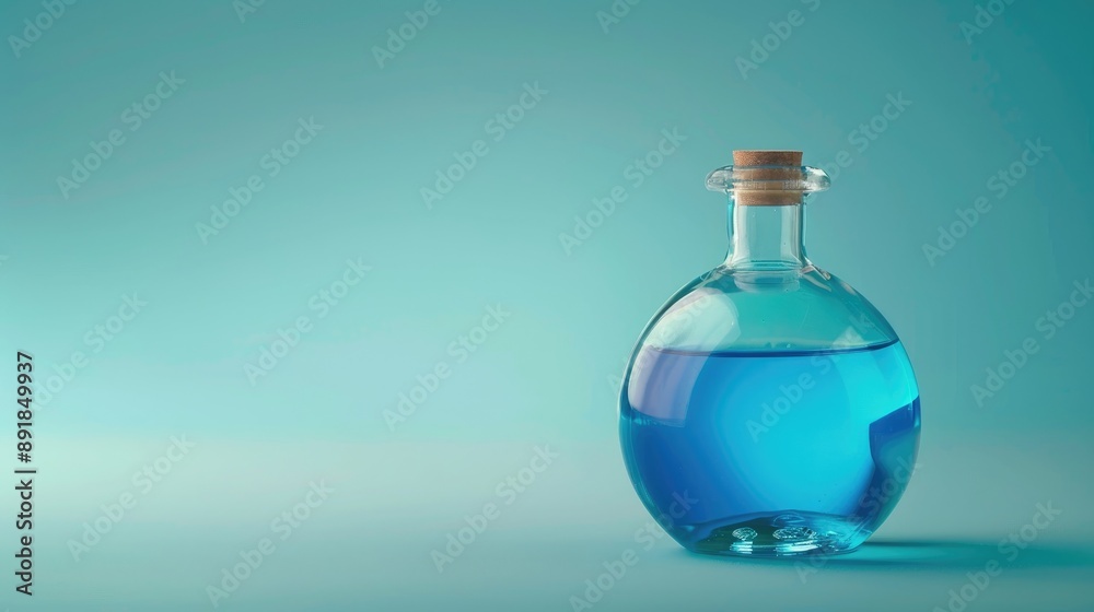 Blue liquid in flask with space for text Blue liquid in flask with space for text