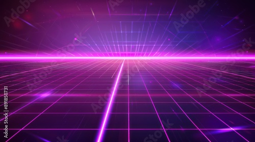 Cyberpunk 80s Inspired Grid Background