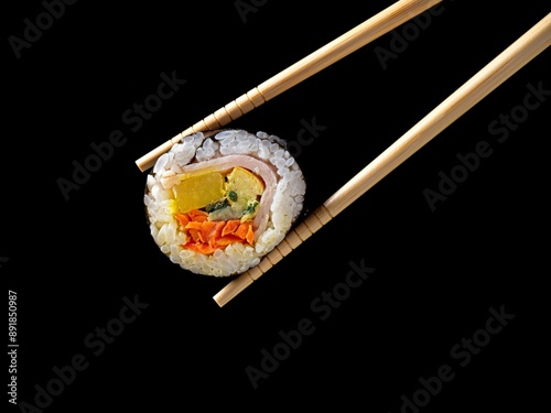 Korean kimbap and chopsticks.