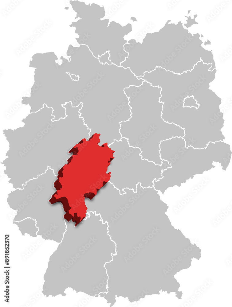 Hesse MAP STATE OF GERMANY 3D ISOMETRIC MAP Hesse MAP STATE OF GERMANY 3D ISOMETRIC MAP