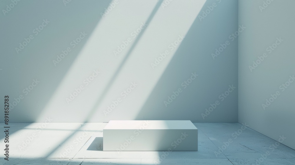 Minimalist empty white pedestal with natural light Minimalist empty white pedestal with natural light