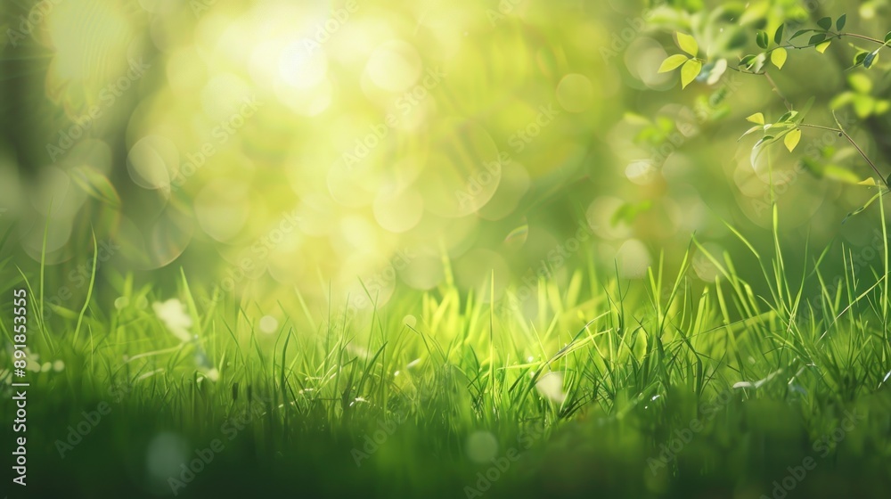 Sunlit Meadow with Green Grass Sunlit Meadow with Green Grass
