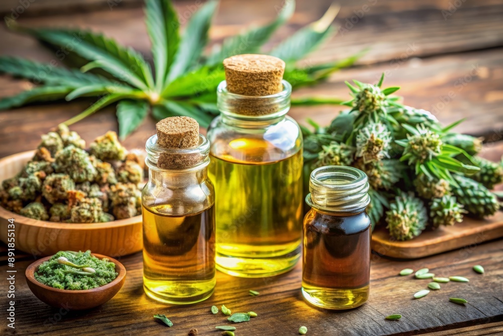 Cannabis bud oils in glass bottles Cannabis bud oils in glass bottles