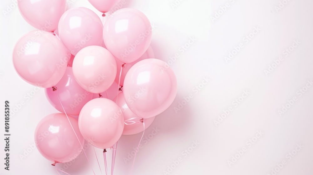 A Bunch of Pink Balloons Against a White Background