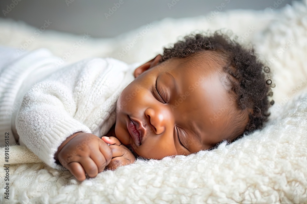 Sleepy silent few month infant resting in double bed with white sheet. Cute adorable peaceful baby in bodysuit sleeping in bedroom, lying on back on mattress. Childhood, child care, bedtime concept Sleepy silent few month infant resting in double bed with white sheet. Cute adorable peaceful baby in bodysuit sleeping in bedroom, lying on back on mattress. Childhood, child care, bedtime concept