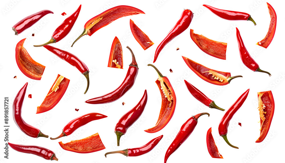red hot chili peppers isolated on white background. Set or collection red hot chili peppers isolated on white background. Set or collection