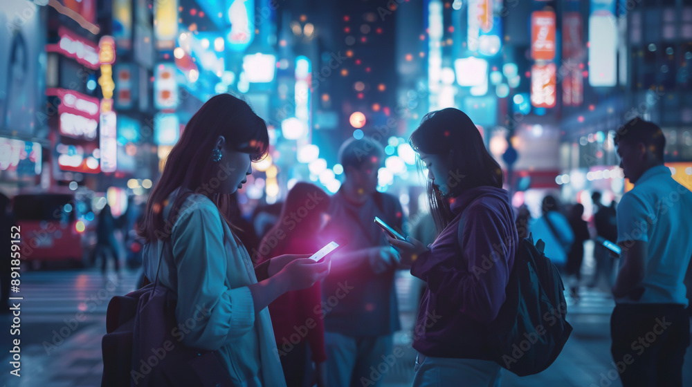 Photo showing people connected and dependent daily lives on smartphones and social networks, technology, 4G, 5G connections. Photo showing people connected and dependent daily lives on smartphones and social networks, technology, 4G, 5G connections.