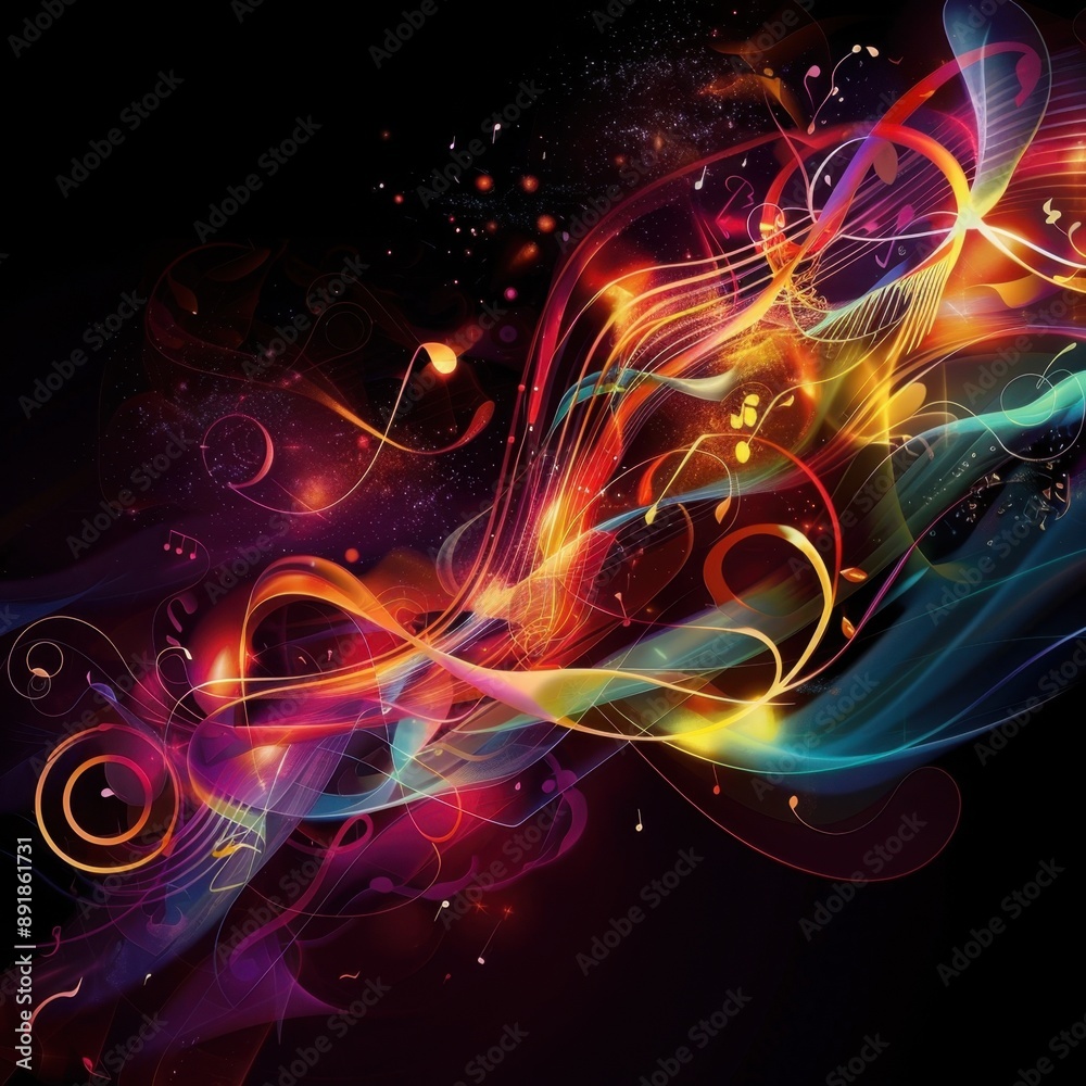 Abstract musical background with notes