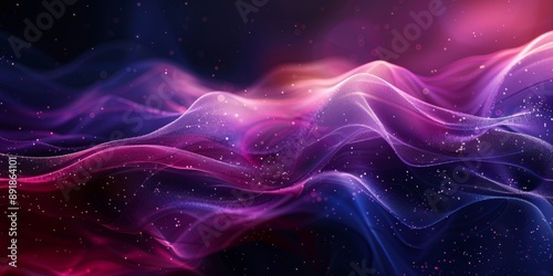 Purple pink blue abstract dynamic color flow wave black background grainy texture banner website header design, Generative AI © Moments Captured