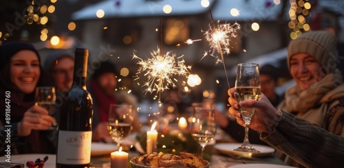 Festive Dinner With Sparklers