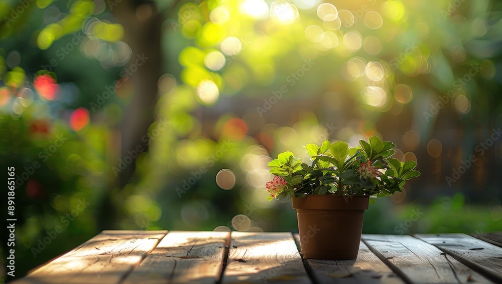 The blurred background of an outdoor garden with green trees and flowers. The blurred background of an outdoor garden with green trees and flowers.