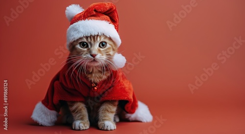 Cat In Santa Suit For Christmas