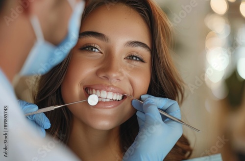 Woman Smiling During Dental Exam