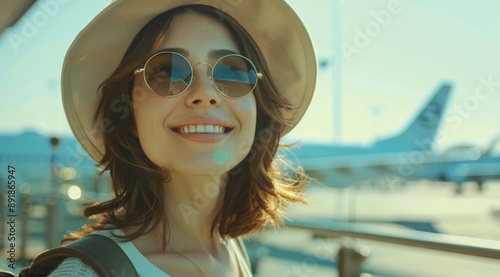 Woman Smiling At Airport