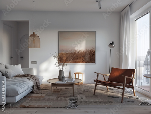 Scandinavia style interior, scandi living room, inteior design photo