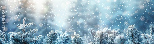 Snow-Covered Pine Trees in Winter