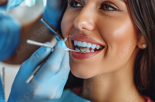 Woman Smiling During Dental Exam