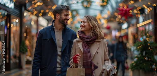 Couple Shopping at Christmas Market