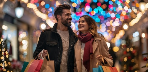 Couple Shopping In Christmas Market