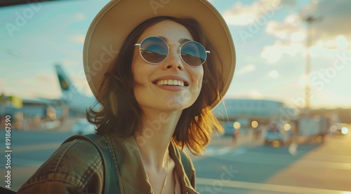 Woman Smiling At Airport
