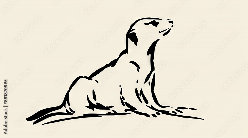   A monochrome photograph of a seal on a white backdrop with a black silhouette of the same seal