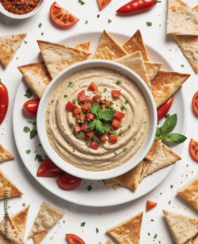Baba ganush - hummus from eggplant with seasoning, parsley. Eastern cuisine. photo