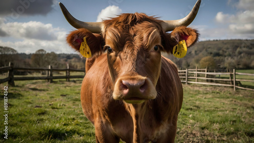 Closeup of the head of a limousin cow