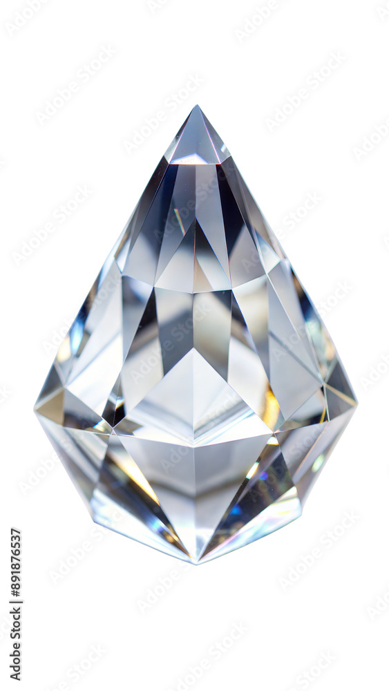 Faceted Clear Crystal on Transparent Background Faceted Clear Crystal on Transparent Background
