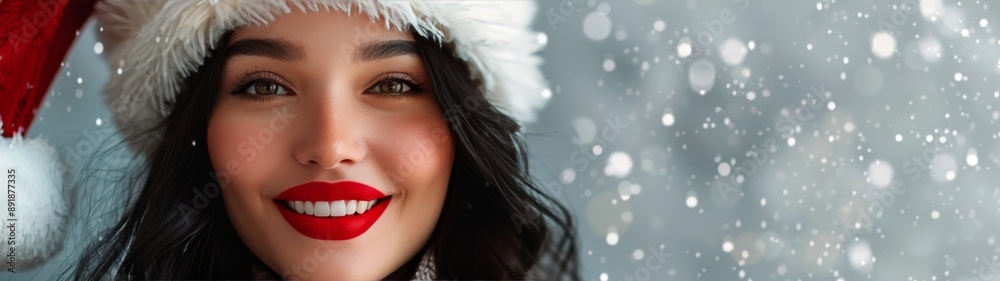 Woman Wearing Santa Hat Woman Wearing Santa Hat